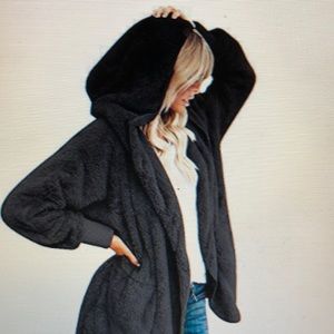 Fuzzy cardigan coat